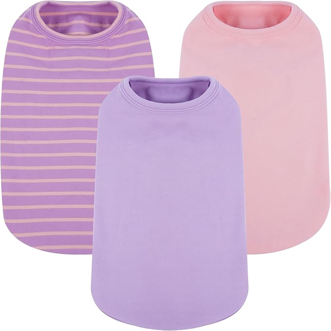 3 Pack Dog Fleece Sweater -Pink Purple-XS,Stretchy Pullover Vest | Warm Sweatshirt for Puppy Homewear,Soft Winter Shirt,Layering Under Jackets,Holiday Season Dog Clothes