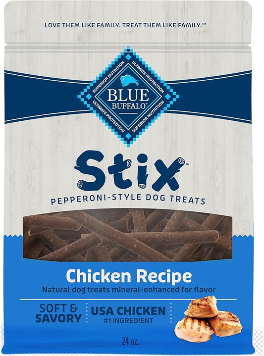Blue Buffalo Stix Pepperoni-Style Dog Treats Made with Natural Ingredients, Chicken Recipe, 24-oz. Bag