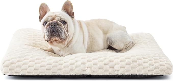 Bedsure Washable Dog Bed Medium Size Dog, Soft Fluffy Bubble Fleece Pet Bed Mat for Deep Sleep, Non-Slip and Machine Washable Kennel Sleeping Pad for Medium Dogs/Puppy, 29"x21"x3", Cream