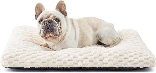 Bedsure Washable Dog Bed Medium Size Dog, Soft Fluffy Bubble Fleece Pet Bed Mat for Deep Sleep, Non-Slip and Machine Washable Kennel Sleeping Pad for Medium Dogs/Puppy, 29"x21"x3", Cream