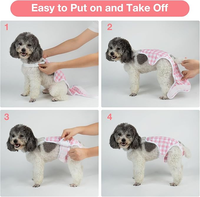 MICOOYO Dog Diaper Onesie Sanitary Pantie with Adjustable Suspender Washable Dog Period Panties Doggie Diapers Pet Underwear Female Dogs Diapers for Heat (Striped, L/XL)