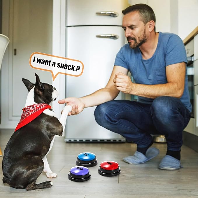Youeon 6 Pack Voice Recording Button, 6 Colors Dog Buttons for Communication Pet Training Buzzer, 30 Seconds Record & Playback, Funny Record Buttons for Pet, Classroom, Office, Home