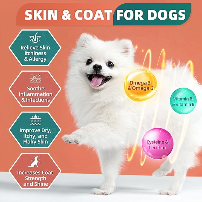 Dog Multivitamin, Dog Vitamins and Supplements, Multivitamin for Dogs with Glucosamine, Probiotics & Omega 3 for Joint, Digestive, Skin, Coat and Immune Health, Chicken Flavor - 180 Bites