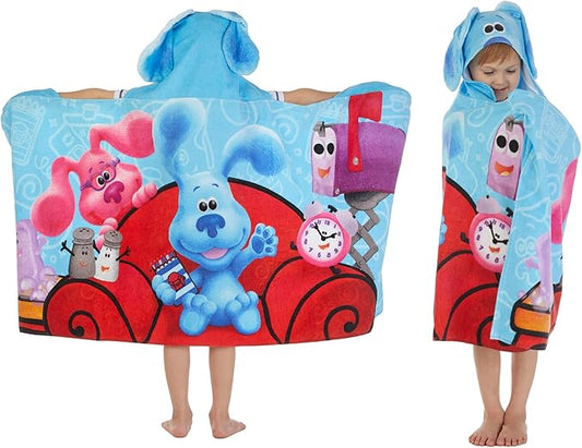 Blues Clues Bath/Pool/Beach Soft Cotton Terry Hooded Towel Wrap, 24 in x 50 in, By Franco Kids
