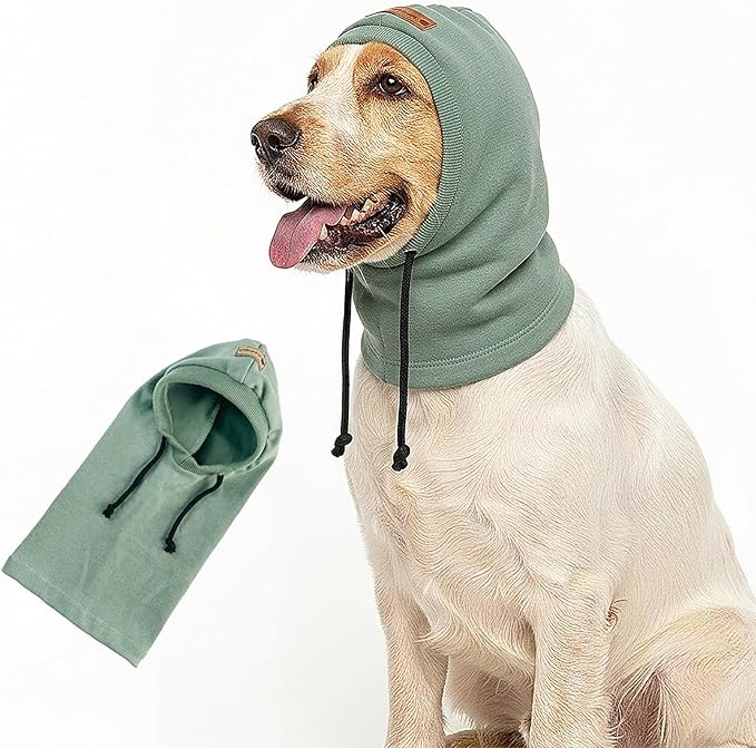 Dog Hat | Bandana for Warmth, Perfect for Fireworks, Thunderstorms, and Grooming（Green-M）