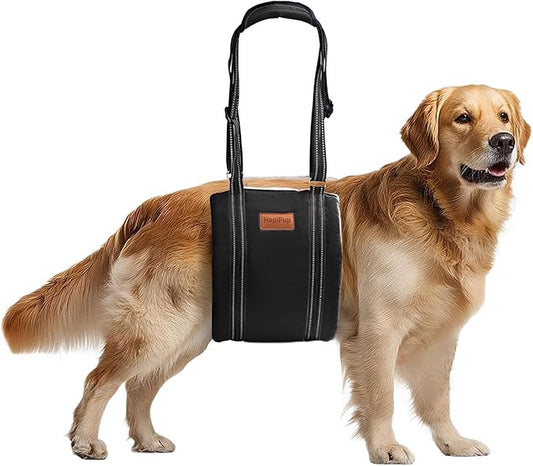 Dog Lift Harness for Large Dogs, Adjustable Comfortable Dog Sling with Handle, Knee & Rear Leg Support for Torn ACL Rehabilitation, Weak Rear Legs, Helps Senior, Disabled Canines(Black,L)