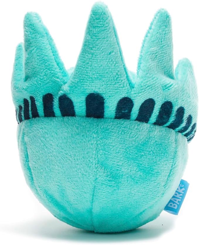 Barkbox Lady Liberty Ball Plush Dog Toy – 2-in-1 Squeaky and Crinkle Dog Toy with Plush Exterior and Textured Ball Core – Large Dog