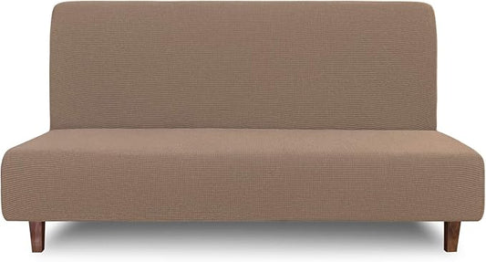 Easy-Going 100% Waterproof Futon Cover, Dual Waterproof Couch Cover for Futon, Stretch Jacquard Sofa Cover, Leakproof Furniture Protector for Kids, Pets, Dog and Cat (Medium, Camel)