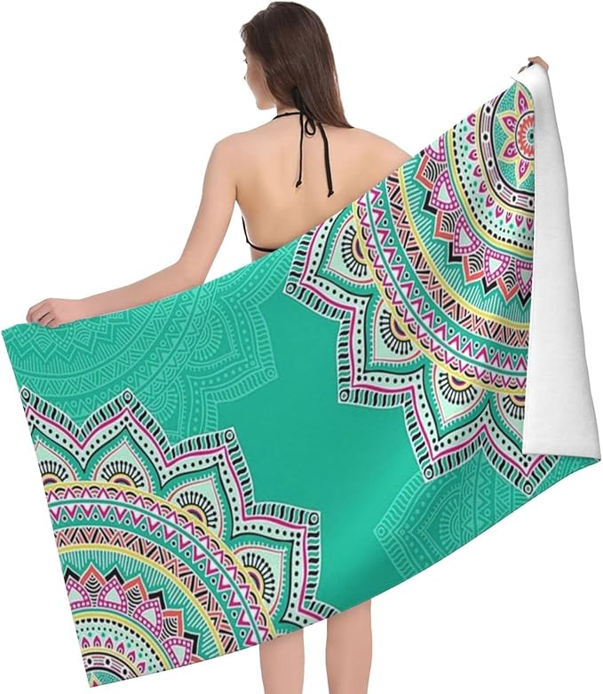 Cute Boho Beach Towel for Women/Adults, Personalized Microfiber Beach Towels Bulk, Quick Dry Beach Towel for Pool, Lightweight Bath Towels Oversized Clearance 30"x 60"