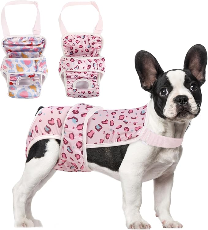 ASENKU 2 Pack Dog Diapers Female Dogs, Dog Suspenders Reusable Doggie Diapers for Female Dogs Small,Washable Dog Period Diapers Dog Panties for Small Girl Dogs in Period Heat