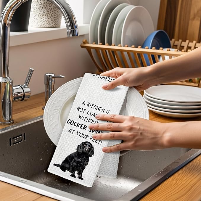 Black Cocker Spaniel Gifts Dog Kitchen Towels Set of 2, Gifts for Cocker Spaniel Lovers Hand Towel, Every Meal You Make Decorative Tea Dish Towels for Kitchen, Dog Kitchens Decor, 16x24in
