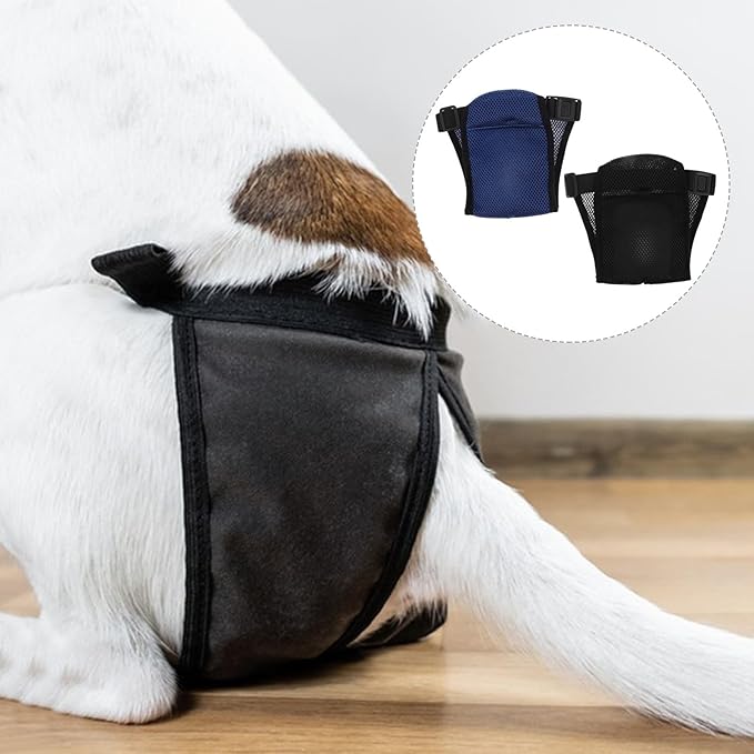 SUPVOX Female Dog Diapers Washable Reusable Pet Menstrual Pants with Replaceable Pads Breathable L Size (40-49cm) 2pcs for Heat Cycle Protection