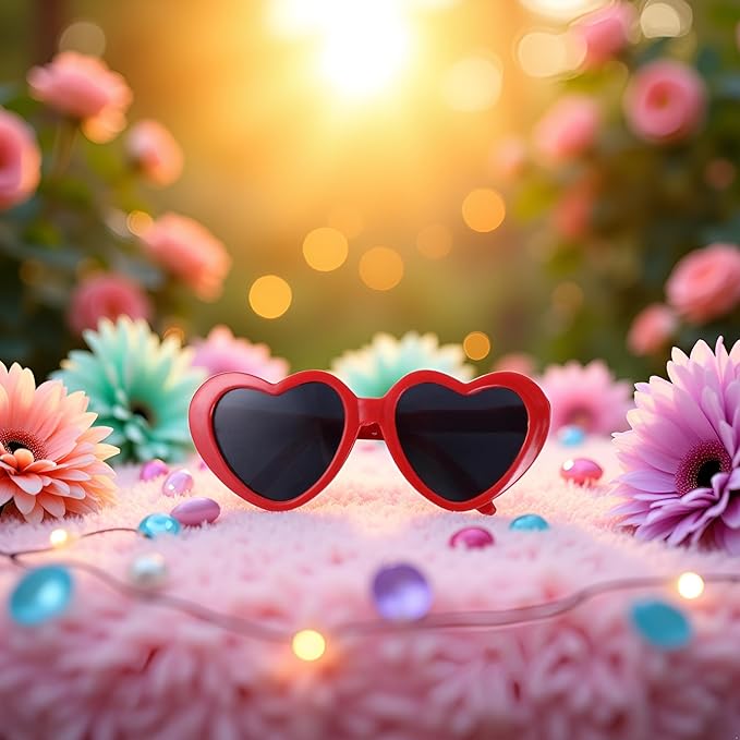 Red Pet Sunglasses Cute Pet Dog Sunglasses Cat Glasses Heart Sun Flower Glasses for Small Dogs Cat Accessories Photos Props Pets Party Decor Backpacks Apparel and Accessories Dogs