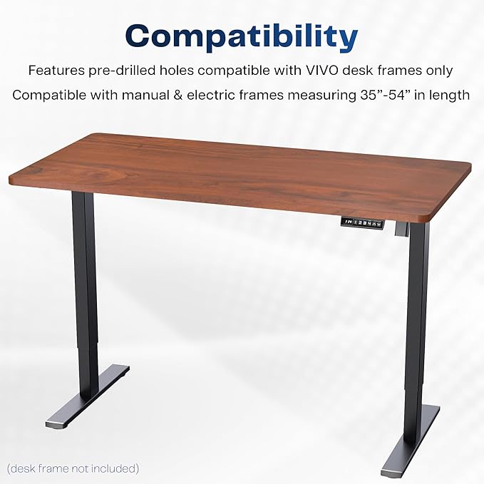 VIVO Universal 55 x 28 inch Solid One-Piece Table Top for Standard and Sit to Stand Height Adjustable Home and Office Desk Frames, Dark Walnut, DESK-TOP55-28D