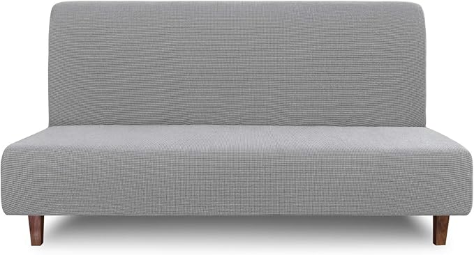 Easy-Going 100% Waterproof Futon Cover, Dual Waterproof Couch Cover for Futon, Stretch Jacquard Sofa Cover, Leakproof Furniture Protector for Kids, Pets, Dog and Cat (Medium, Light Gray)