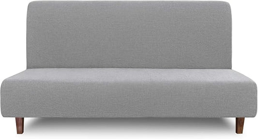 Easy-Going 100% Waterproof Futon Cover, Dual Waterproof Couch Cover for Futon, Stretch Jacquard Sofa Cover, Leakproof Furniture Protector for Kids, Pets, Dog and Cat (Medium, Light Gray)