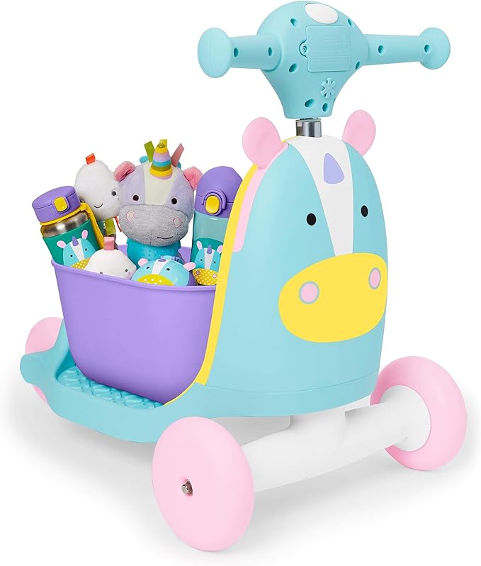 Skip Hop Kids 3-in-1 Baby Activity Push Walker & Ride On Scooter Toy, Unicorn | 3-in-1, Baby Activity, to