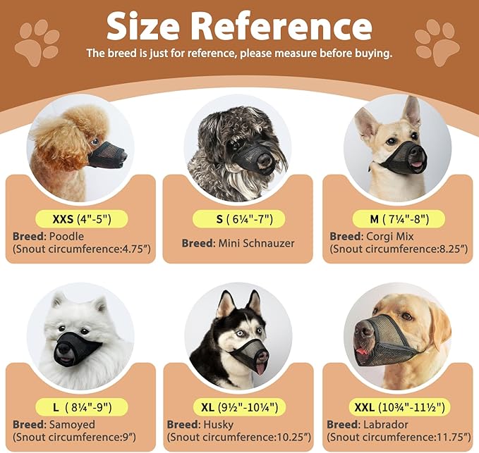 Dog Muzzle Suits for Small Medium Large Dogs, Mesh Muzzle Anti Biting Chewing, Breathable Mouth Cover Set with Adjustable Strap for Grooming Vet Visiting Training (3 PCS(S-L), Beige)