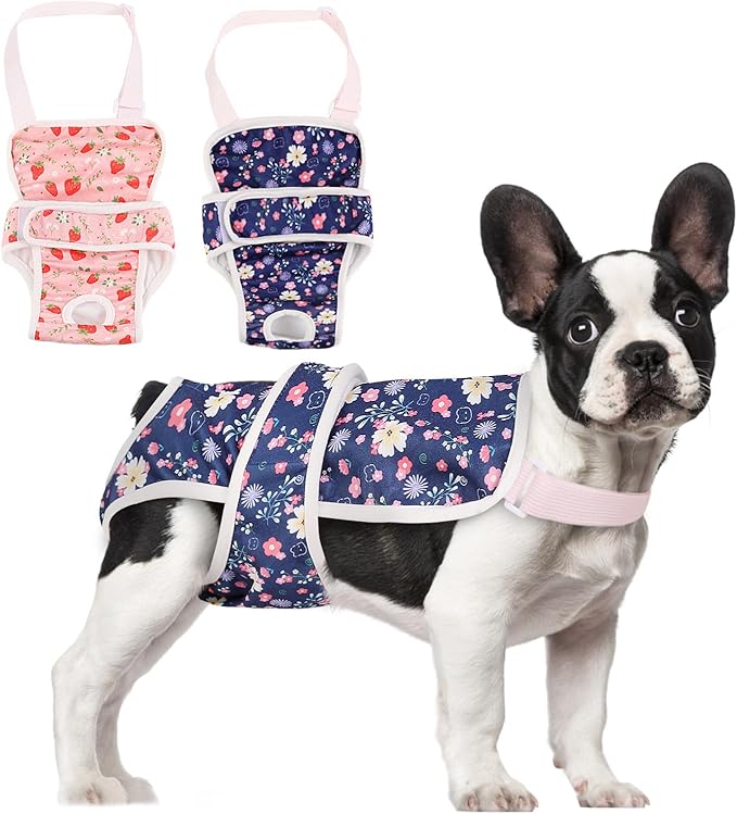 ASENKU 2 Pack Dog Diapers Female Dogs, Dog Suspenders Reusable Doggie Diapers for Female Dogs Small,Washable Dog Period Diapers Dog Panties for Small Girl Dogs in Period Heat