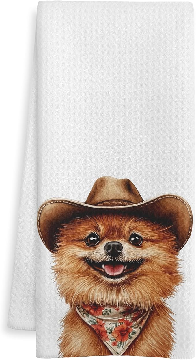 Pomeranian Gifts Kitchen Towels, Pomeranian Gifts for Women Dish Tea Towel for Kitchen Decor, Pomeranians Gifts Hand Towels for Bathroom Decor, 16X24 Inch