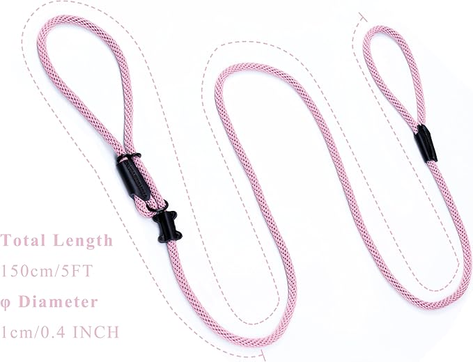 Multifunctional Figure 8 Padded Head Halter Walking Training Leather Stopper Slip Lead Dog Rope Leash (Pink M)