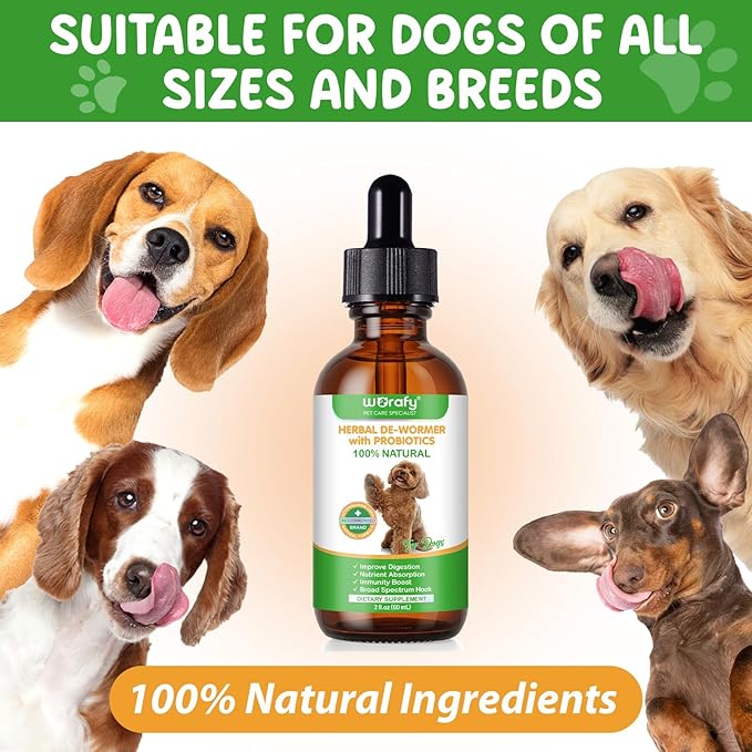Natural Intestinal Defense for Dogs, Herbal Cleanser & Natural Digestive Support for Dogs with Probiotics, Wormwood, Black Walnut - Promotes Gut Health – 2 Fl Oz