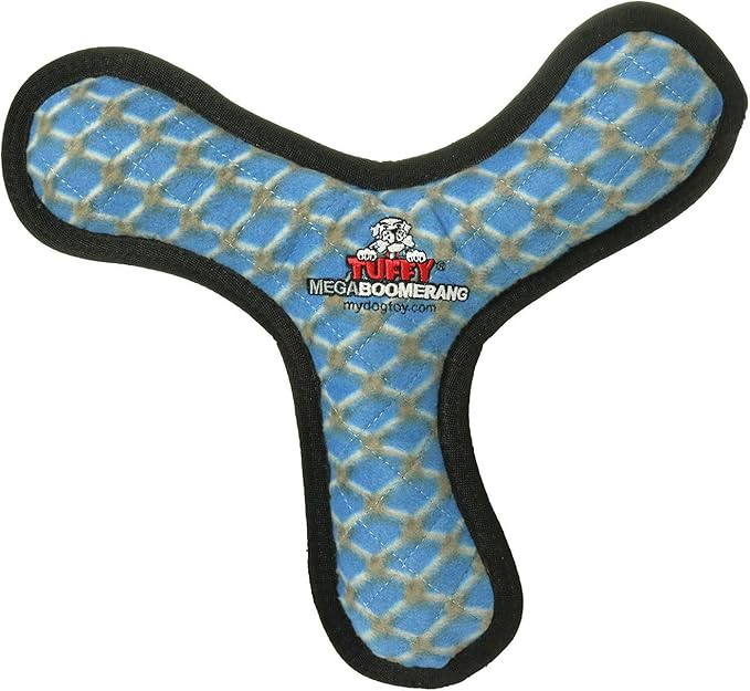 TUFFY - World's Tuffest Soft Dog Toy - MEGA -Multiple Layers. Made Durable, Strong & Tough. Interactive Play (Tug, Toss & Fetch). Machine Washable & Floats (Boomerang Chain Link, Large 2 Pack)