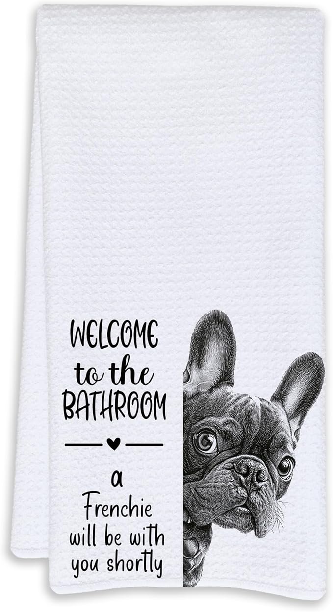Cabana Bro Funny Frenchie Bathroom Hand Towels, French Bulldog Gifts for Women, Frenchie Mom Gifts Decorative Hand Towels for Kids Guest Bathroom Washroom Half Bath, 16x24 Inch