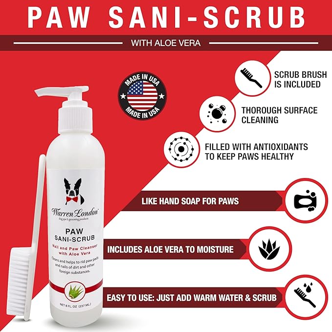 Warren London Pawdicure Gift Box for Dogs – 8-Piece Luxury Paw Spa Set w/Paw Sani Scrub, Fizz Soak, Grapeseed Oil, Hydrating Butter Balm, Paw Defense Wax, Nail File & 2 Quick-Dry Nail Polish Pens