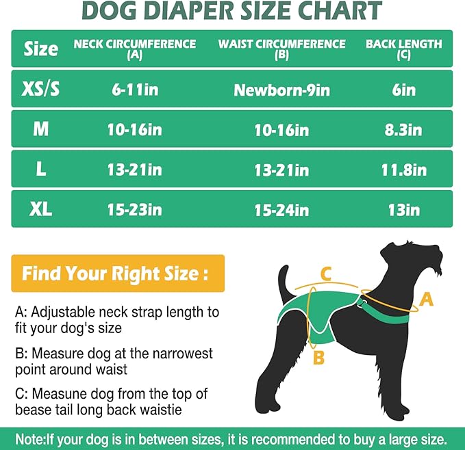 3 Pack Washable Female Dog Diaper Onesie Sanitary Pantie with Adjustable Suspender, Reusable Fixed Doggie Diapers, Super Absorbent Leakproof for Small Toy Dog in Heat Cycle XS/S