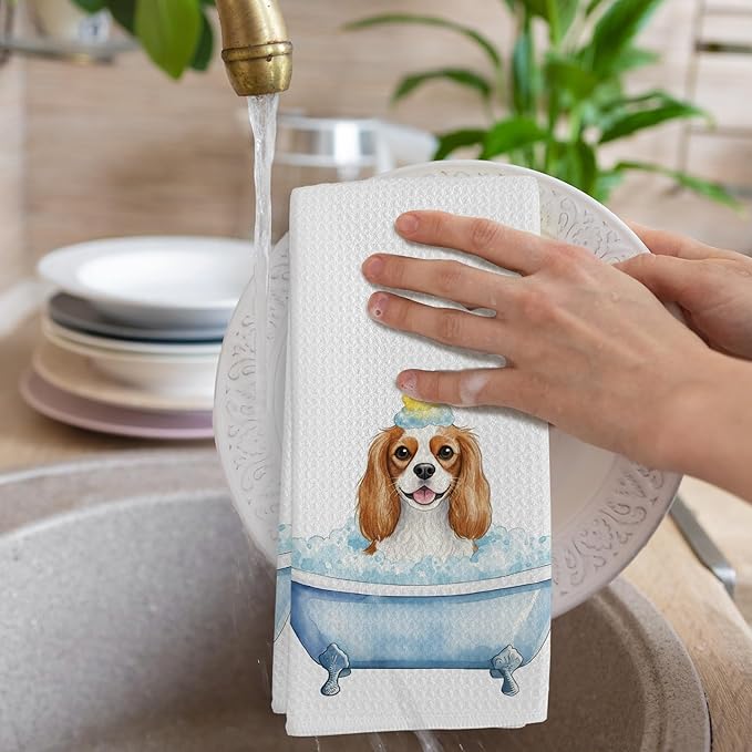 Funny Cavalier King Charles Spaniel Bathroom Hand Towel, King Charles Cavalier Duck Gifts Hand Towel for Bathroom Kitchen washroom Decor, Dog Lovers Gifts Dish Tea Towels, 16x24 Inch