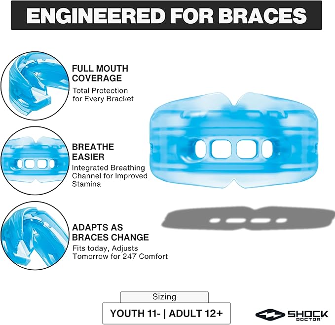 Double Braces Strapless Mouth Guard, Fangs, Adult