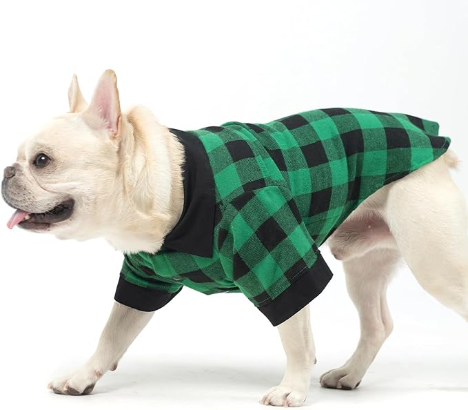 KOOLTAIL Dog Shirt, Christmas Green Plaid Pet Shirts, Black Clash Cute Dog Apparel Clothes Suitable for All Seasons, Comfortable Dogs T-Shirt for Small Medium Large Dogs Cats, Pet Outfit Costume, XL