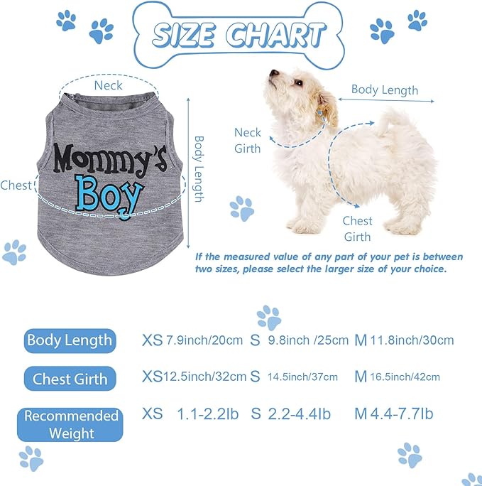 Sadnyy 6 Pack Winter Dog Shirt Boy Pet Clothes Doggy Tee Tank Top Kitten Shirts with Letters for Small Medium Dogs Cats Soft Cozy Chihuahua Vest Apparel for Dog Cat Puppy(Small)
