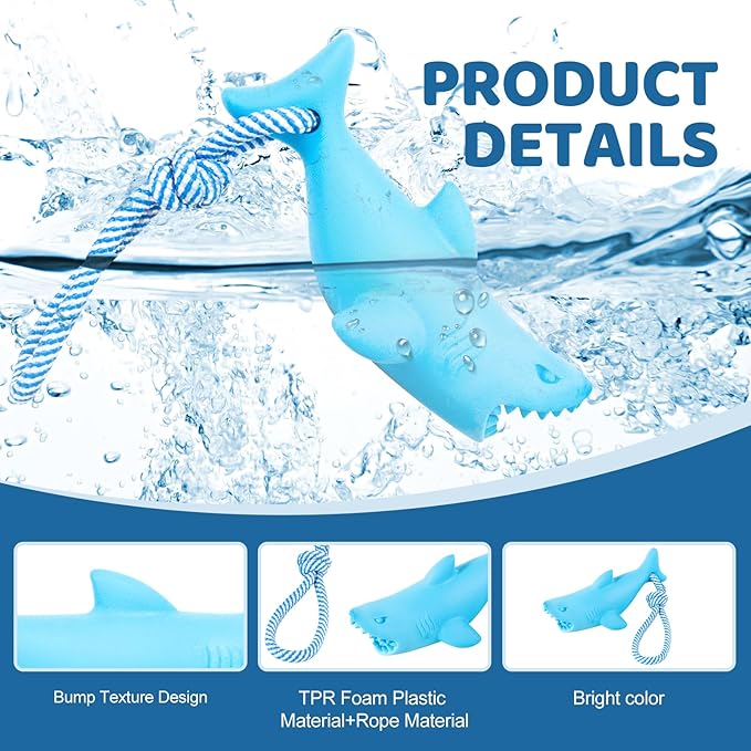 Floating Toy for Aggressive Chewers - Interactive Fetch & Play Dog Beach Toy Set: Shark + Dino