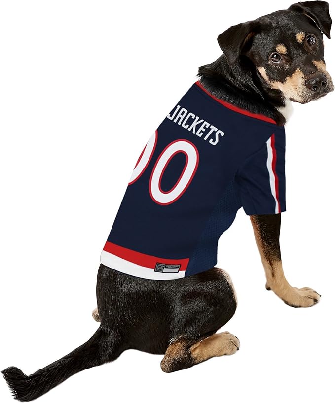 Pets First NHL Columbus Blue Jackets Jersey for Dogs & Cats, Small. - Let Your Pet Be A Real NHL Fan!
