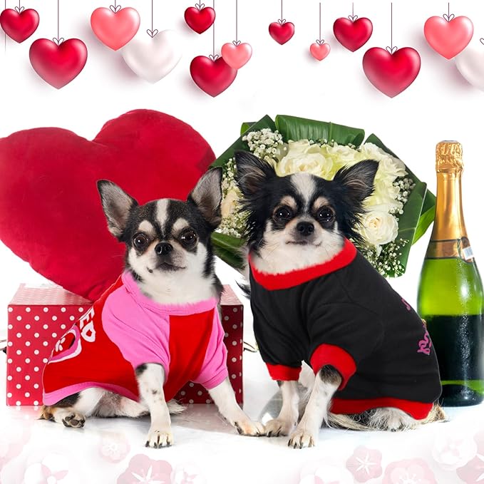 Weewooday 5 Pieces Dog Shirt Bulk Dog Pink Hearts Clothes Heart Pet Shirts for Small Dogs Girl Dogs Puppy Clothes for Chihuahua Yorkie Bulldog Schnauzer Breathable Shirt Vest (Small)