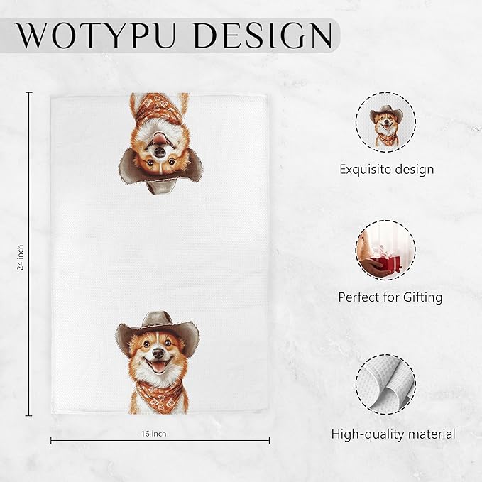 Funny Corgi Gifts Kitchen Towels, Corgi Gifts for Women Dish Tea Towel for Kitchen Decor, Corgis Gifts Hand Towels for Bathroom Decor, 16X24 Inch