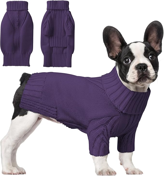 Dog Sweaters for Small Medium Large Dog, Classic Turtleneck Pet Clothes Warm Thermal Doggy Winter Coat, Thick Double Knitting Collar Pullover Cold Weather Puppy Jacket for Indoor & Outdoor Wear