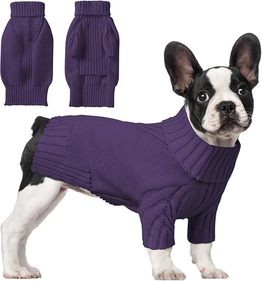 Dog Sweaters for Small Medium Large Dog, Classic Turtleneck Pet Clothes Warm Thermal Doggy Winter Coat, Thick Double Knitting Collar Pullover Cold Weather Puppy Jacket for Indoor & Outdoor Wear