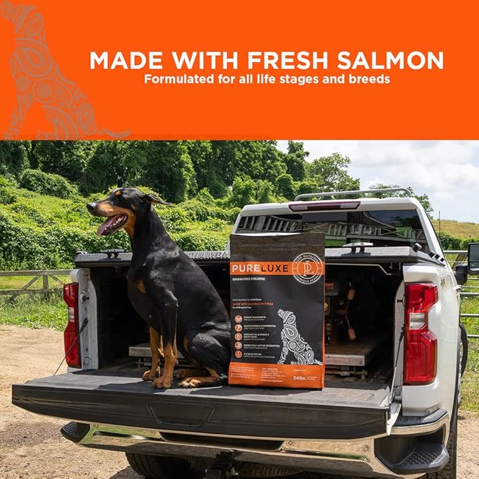 PURELUXE Grain and Gluten Free Dog Food, Salmon and Split Peas Elite Nutrition, for All Breeds and Sizes, All Life Stages, Made in The USA, 11lbs