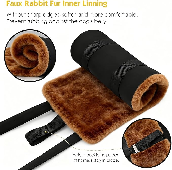 Dog Sling for Back Legs, Dog Lift Harness, Magic Tape Dog Sling for Large Dogs Hind Leg Support, Elderly Dog Lifter, Assist Canie Hip Arthritis K9 Cruciate Ligament Rehabilitation (Brown, Large)