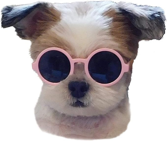 G016 Dog Pet Round Sunglasses Goggles for Small Dogs up to 15lbs (Pink)