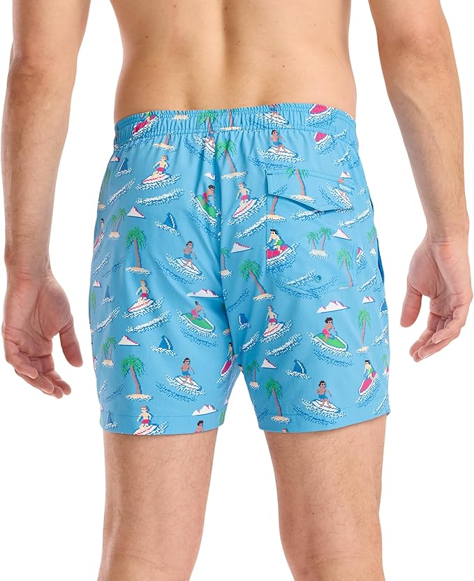Tipsy Elves Men's Stretch Swim Trunks 7 Inch Inseam 4-Way Stretch with Mesh Liner - Quick-Dry Funny Swimwear Bathing Suit