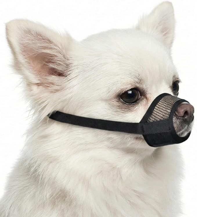 Muzzle for Small Dog - Soft Air Mesh XS Dog Muzzle for Small Dogs | Perfect for Barking and Biting Prevention | Puppy Mussels for Grooming Allows Panting & Drinking