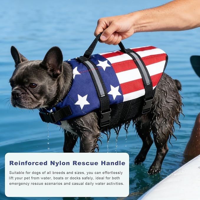 Doglay Dog Life Jacket, Dog Life Vest for Swimming Boating, Adjustable Puppy Life Jacket with Reflective Stripes, Superior Buoyancy Pet Swimming Vest for Small Medium and Large Dogs