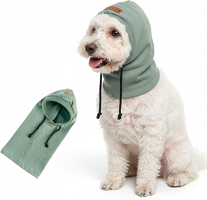 Dog Hat | Bandana for Warmth, Perfect for Fireworks, Thunderstorms, and Grooming（Green-S）