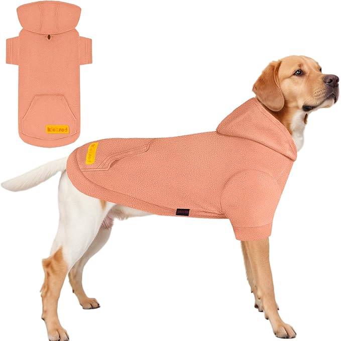 Basic Dog Hoodie Sweatshirts, Pet Clothes Hoodies, Granular Velvet, Sweater with Hat and Leash Hole, Soft Velvet Outfit Coat for Small Medium Large Dogs, Pink (XX-Large)