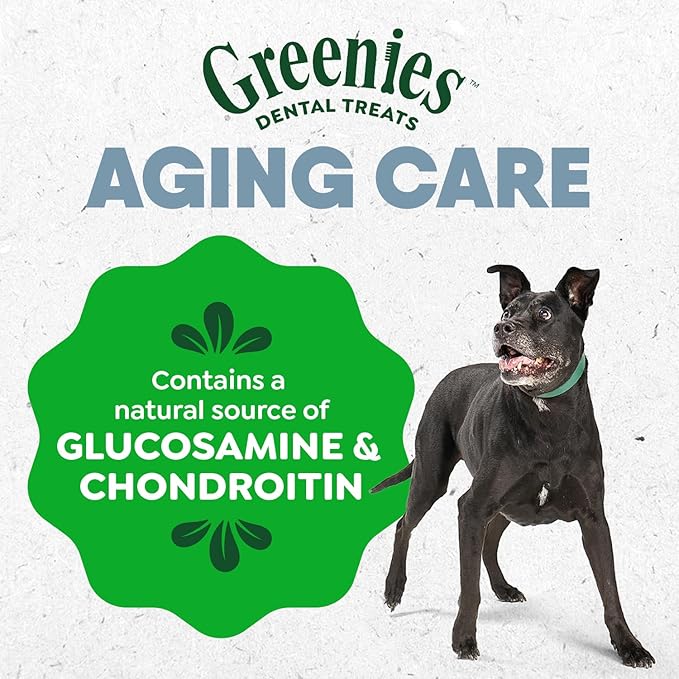 Greenies Dental Treats for Dogs, Veterinarian-Recommended Aging Care Adult Natural Dental Dog Treats, Large Size, 27 oz. Pack, 17 Count