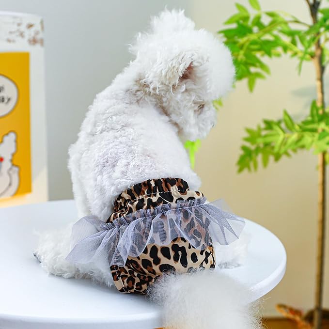 Dog Diapers Female Washable Washable Reusable Female Dog Diapers for Small Medium Size for Dog Diapers Female,Dog Period Panties Diapers Girl Adjustable Elastic Dog Diapers for Heat Leopard XS